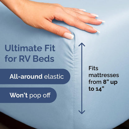 Skiennix Short Queen Size 4-Piece Sheet Set - Soft, Breathable & Cooling Bed Sheets with Deep Pockets - Luxury Light Blue Bedding for All Ages