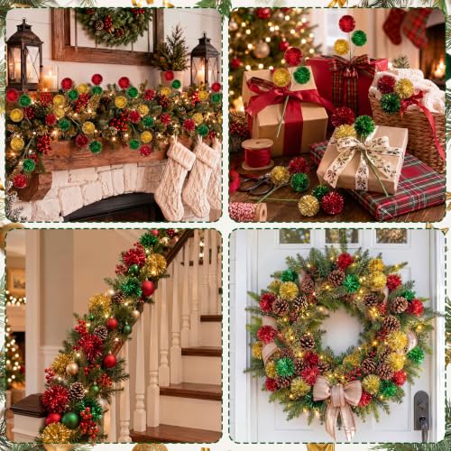 12 Pack Christmas Tree Picks Decor - Red Gold Green 8 Inch Holiday Accessories