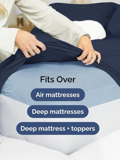 Extra Deep King Sheet Set - 6 Piece Breathable and Cooling Sheets - Hotel Luxury Bedding for Women, Men, Kids & Teens - Easy Secure Fit - Soft, Wrinkle Free and Comfy - Extra Deep Pockets - Navy Blue