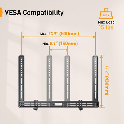 Perlegear Soundbar Mount - Versatile Under TV Sound Bar Holder | Supports Up to 15 lbs, Non-Slip Base, Extends 3.5” to 6”