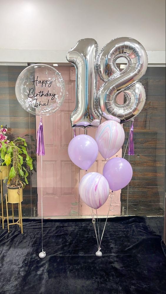 Silver Number 18 Balloon - 40 Inch 18th Birthday Decoration for Kids | Perfect for 18 Year Old Celebrations