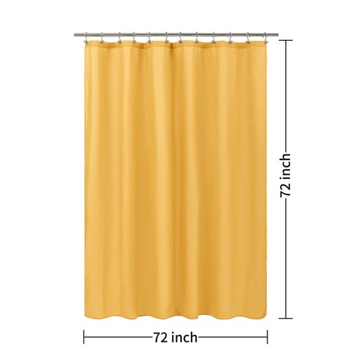 ALYVIA SPRING Yellow Shower Curtain or Liner with 3 Magnets - Soft Hotel Quality Fabric Shower Curtain for Bathroom, Light-Weight & Machine Washable - Standard Size 72x72, Mustard Yellow