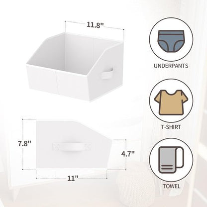 Homsorout Storage Bins - Small Trapezoid Closet Organizers with Handles | 4-Pack White Fabric Baskets