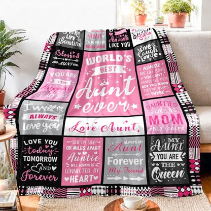 Best Aunt Ever Blanket - 60x80 Gift for Aunt from Niece - Cozy Throw