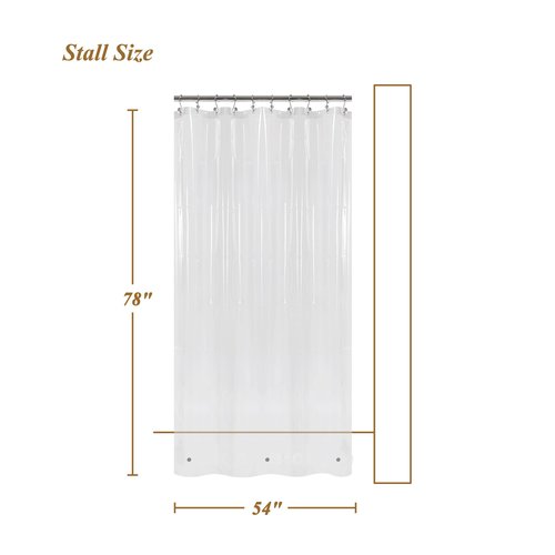 Mrs Awesome Clear PEVA Shower Curtain Liners with 3 Magnets, Water Proof Plastic Shower Liner for Bathroom or Shower Stall, 54x78