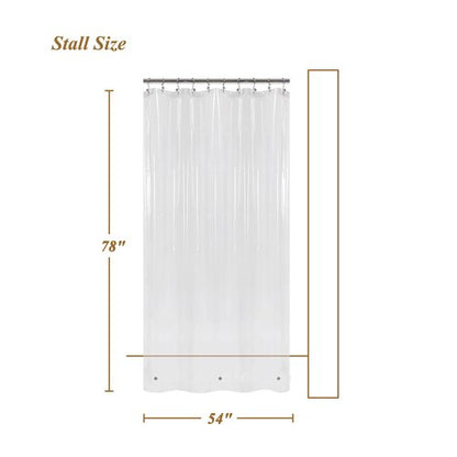 Mrs Awesome Clear PEVA Shower Curtain Liners with 3 Magnets, Water Proof Plastic Shower Liner for Bathroom or Shower Stall, 54x78