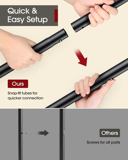 Sakugi Metal Clothes Rack - Double Rod Design with Rolling Wheels & Built-In Shelf | 38.5" x 16.9" x 59", Black