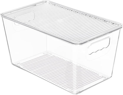 Vtopmart Clear Stackable Storage Bins - Medium Plastic Containers with Lids for Kitchen & Pantry Organization