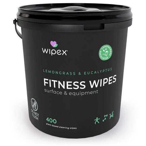 Wipex Yoga Mat Cleaner Wipes, EWG Verified, 400 Ct Plant-Based Lemongrass, Eucalyptus & Vinegar Wipes for Gym & Fitness Equipment & All Purpose Gym Cleaning - Safe for Peloton Bikes & Treadmills
