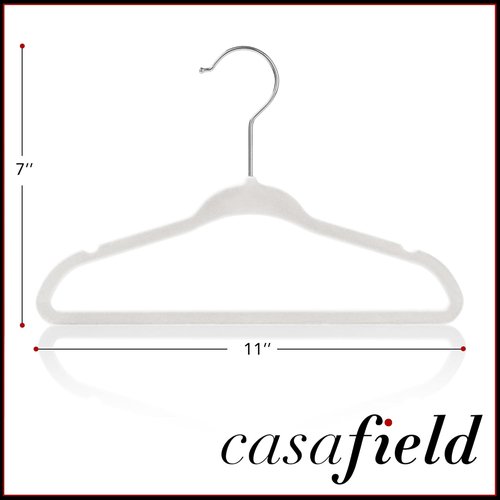 Casafield 50 Velvet Baby Hangers - Soft Ivory for Infant & Toddler Clothing - 11" Size