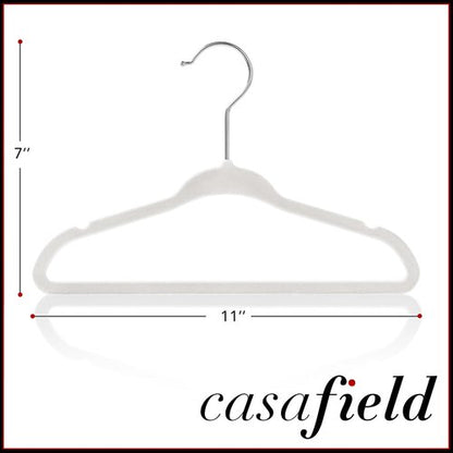 Casafield 50 Velvet Baby Hangers - Soft Ivory for Infant & Toddler Clothing - 11" Size