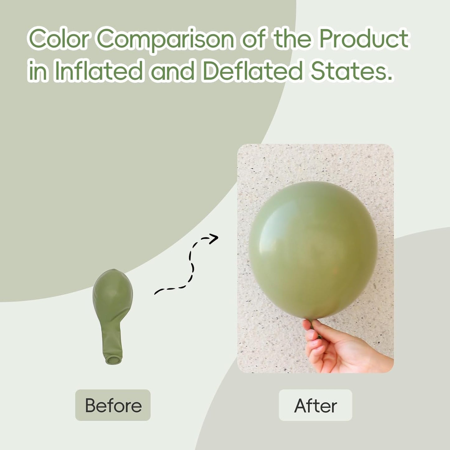 Sage Green Balloons | 12-Inch Dusty Green Party Balloons - 50pcs for Weddings & Celebrations