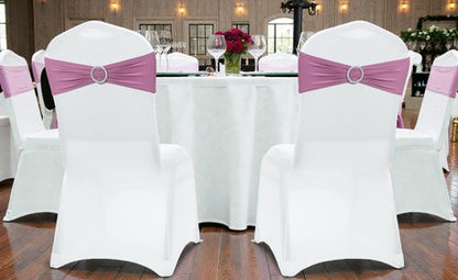 MDS Spandex Chair Sashes - Universal Fit Elastic Stretch Bands with Buckle for Weddings | Dusty Pink - Pack of 200