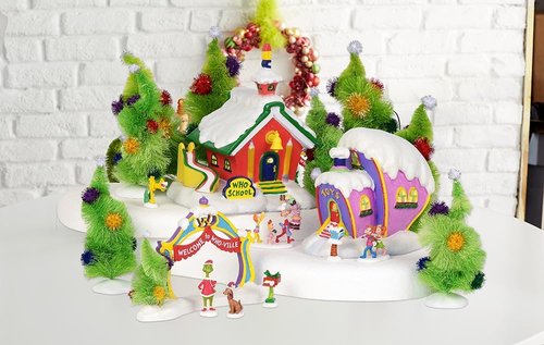 Department 56 Grinch Village Figurine Set - 3pc Grinch, Max & Cindy Lou-Who | Colorful Home Decor