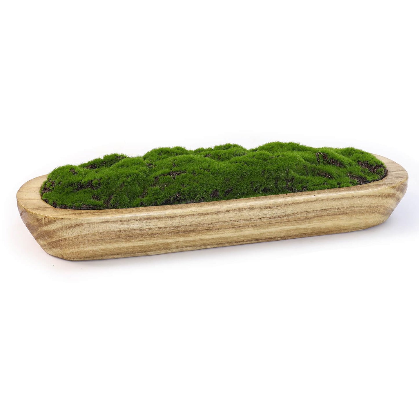 NAHARO Moss Wood Bowl,Natural Oblong Decorative Dough Bowl, Artificial Moss Bowl Centerpiece for Wedding Table Centerpiece, Home Decoration, Living Room, Office, No Maintenance