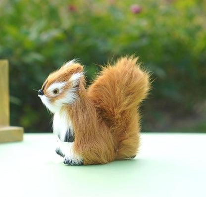 Skiennix Realistic Furry Squirrel | Lifelike Faux Fur Easter Basket Stuffer | 3.1 Inch Home Decor