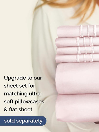 Extra Deep Cal King Fitted Sheet - Hotel Luxury Single Fitted Sheet Only - Easily Fits 18 inch to 24 inch Mattress - Ultra Soft, Wrinkle Free w/Extra Deep Pockets - Breathable & Comfy - Lavender Pink