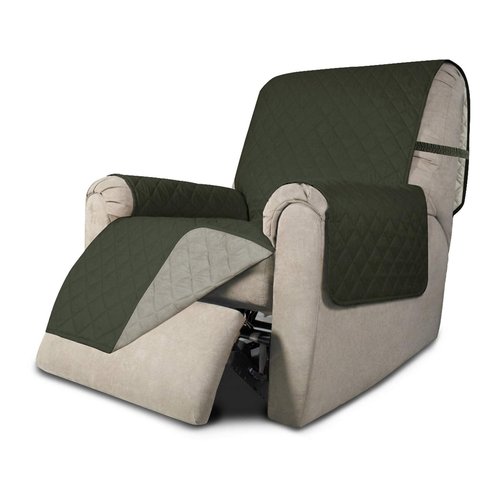 Easy-Going Recliner Sofa Slipcover Reversible Sofa Cover Water Resistant Couch Cover Furniture Protector with Elastic Straps for Pets Kids Children Dog Cat (Recliner, Army Green/Beige)