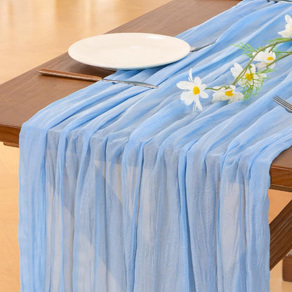 Socomi Blue Cheesecloth Table Runner - 10FT Light Blue Boho Rustic Decor for Weddings & Parties