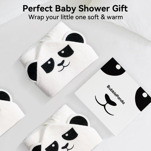 BubblePanda Hooded Baby Towels for Newborn, Rayon Made from Bamboo Baby Bath Towels with Hood for Boys Girls Toddlers Super Soft & Absorbent Newborn Bath Essentials (30 X 30 Inch)