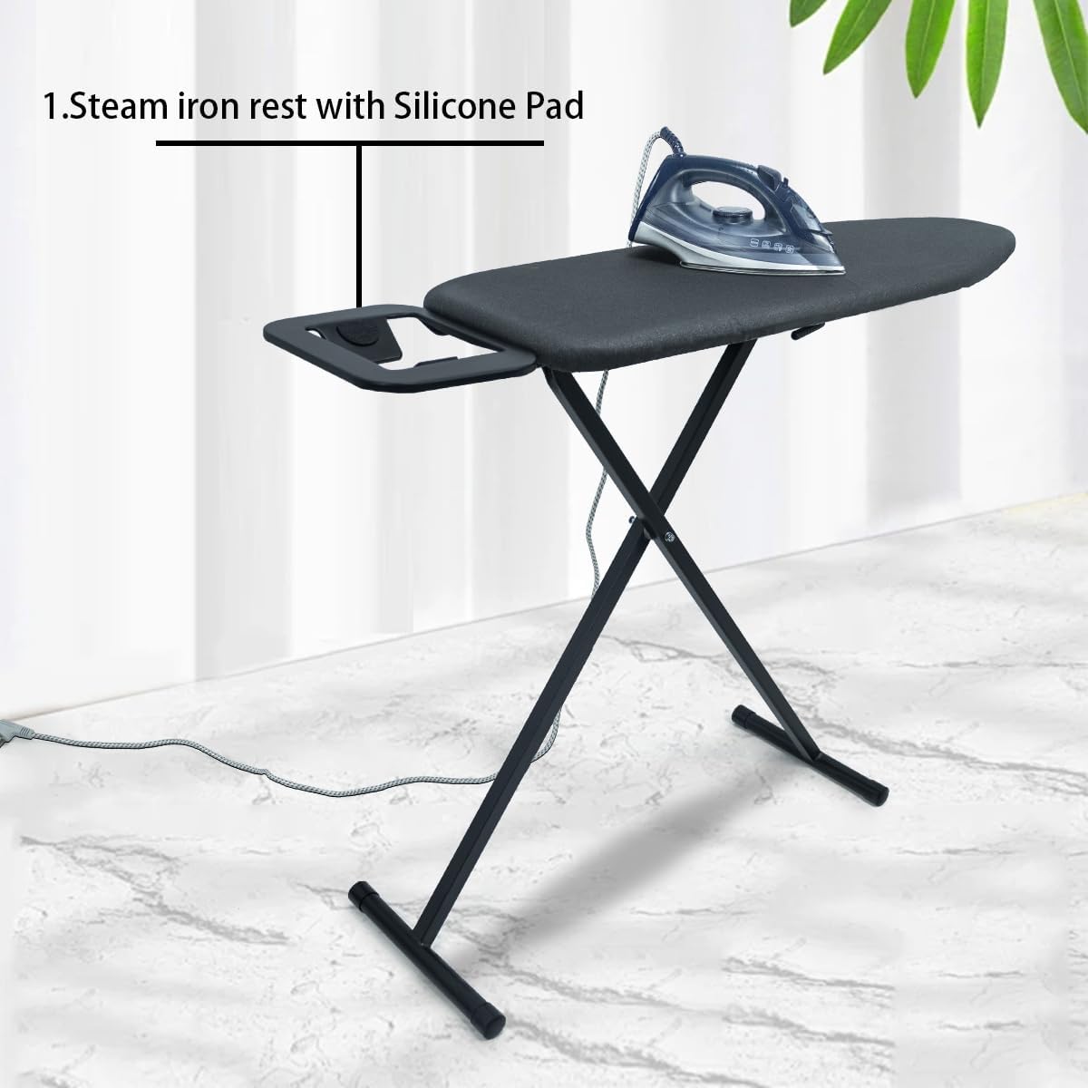 Duwee Ironing Board - 12"x36" Folding Design with Heat Resistant Cover & Thick Felt Pad - Compact & Lightweight, Black