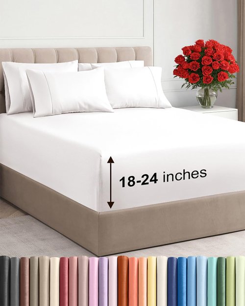 Extra Deep Queen Sheet Set - 6 Piece Breathable and Cooling Sheets - Hotel Luxury Bedding for Women, Men, Kids & Teens - Easy & Secure Fit - Soft and Wrinkle Free - Extra Deep Pockets - Antique White