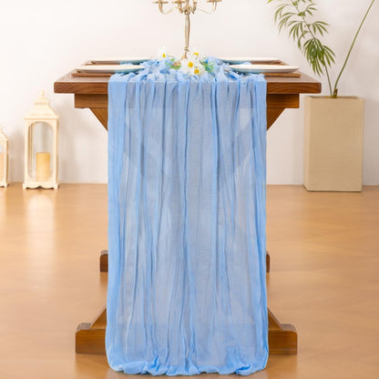 Socomi Blue Cheesecloth Table Runner - 10FT Light Blue Boho Rustic Decor for Weddings & Parties