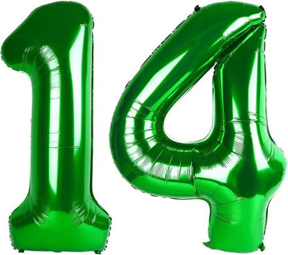 Balloon 14 | Large Dark Green 40-Inch Foil Number 14 Birthday Decorations for Weddings & Events