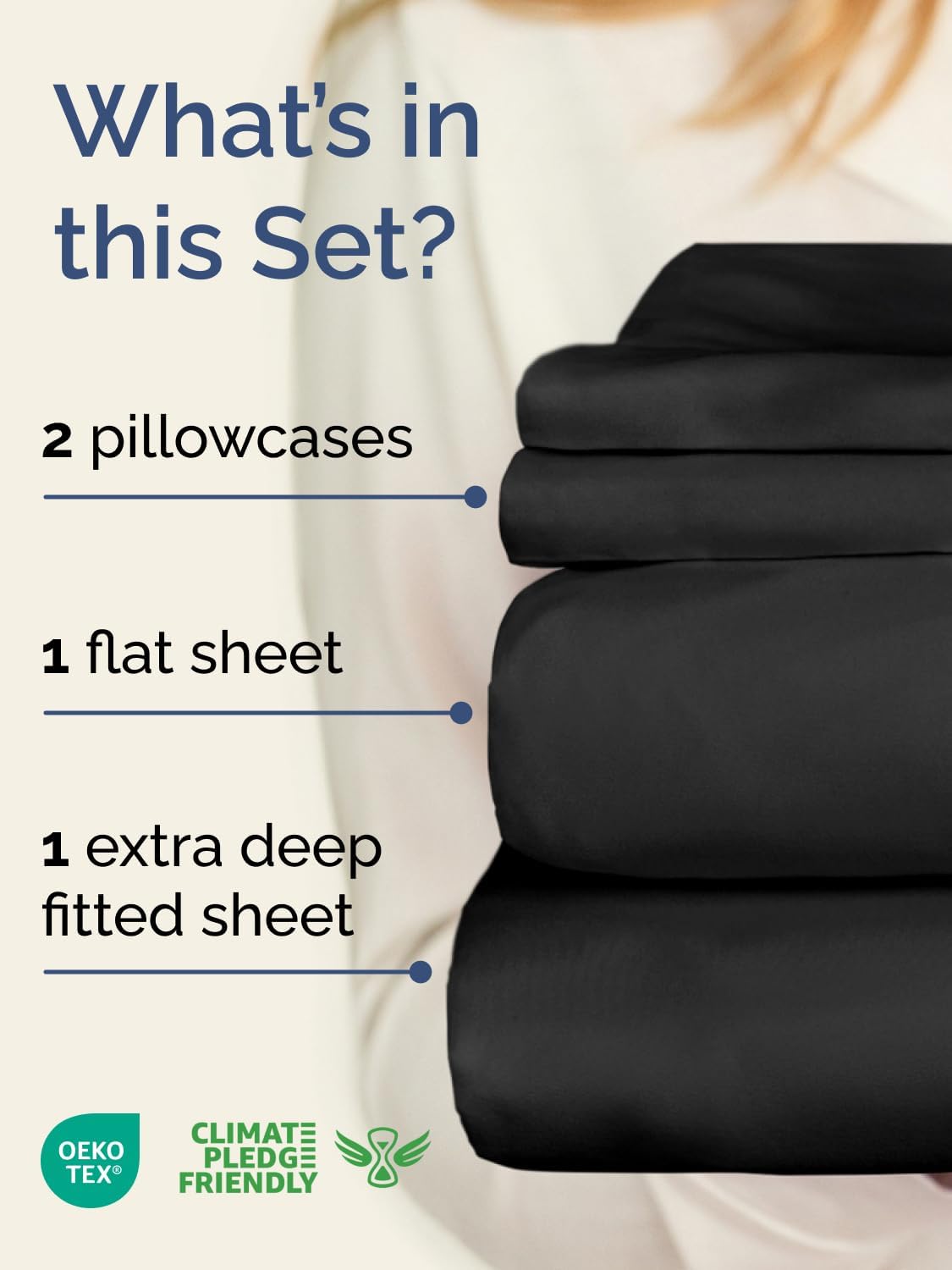 Skiennix Extra Deep Twin XL Sheet Set | 4-Piece Breathable Cooling Bedding - Soft, Wrinkle-Free, Black