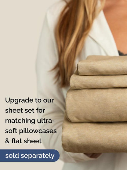 Extra Deep Twin XL Fitted Sheet - Hotel Luxury Single Fitted Sheet Only - Easily Fits 18 inch to 24 inch Mattress - Ultra Soft, Wrinkle Free w/Extra Deep Pockets - Breathable & Comfy - Heathered Tan