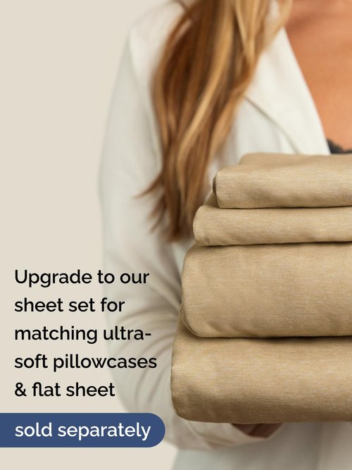 Extra Deep Cal King Fitted Sheet - Hotel Luxury Single Fitted Sheet Only - Easily Fits 18 inch to 24 inch Mattress - Ultra Soft, Wrinkle Free w/Extra Deep Pockets - Breathable & Comfy - Heathered Tan