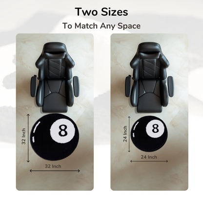 Slothy Fafi 8 Ball Rug - 24 Inch White & Black Hypebeast and Aesthetic Rugs for Bedroom & Living Room - Y2K Room Decor