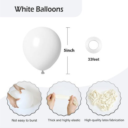 FOTIOMRG 120pcs White Latex Balloons - 5 Inch Helium Quality for Birthday & Wedding Decor