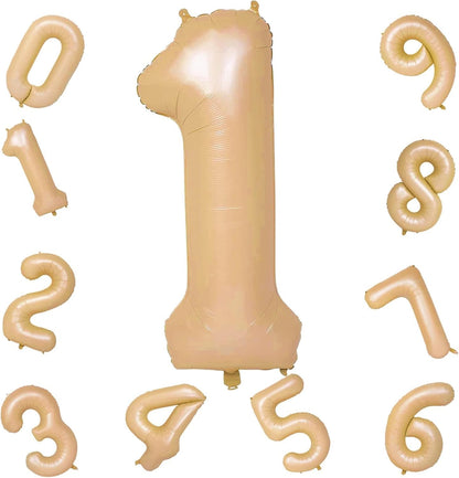 Skiennix 40-Inch Nude Number 1 Balloon - Giant Self-Inflating Tan Foil for 1st Birthday & Anniversary Celebrations