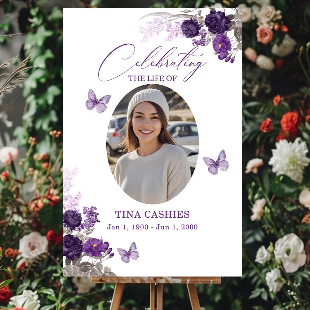 Regine Switzerland Personalized Funeral Welcome Signs - Custom Memorial Signs with Image | Forever In Our Hearts Design