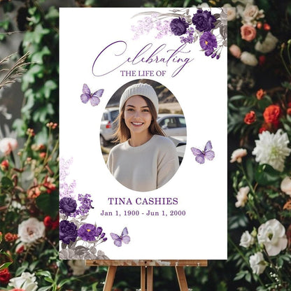 Regine Switzerland Personalized Funeral Welcome Signs - Custom Memorial Signs with Image | Forever In Our Hearts Design