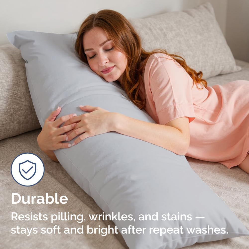 Skiennix Body Pillowcases Set of 2 | Soft, Breathable 20x54 Long Pillow Covers for Side Sleepers - Wrinkle-Free & Machine Washable (Steel Blue)