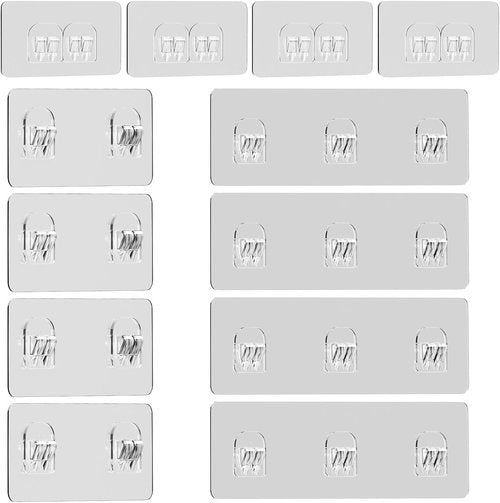 Lsnisni Shower Caddy Adhesive Replacement - 12 Pack Waterproof Hooks for No-Drill Bathroom & Kitchen Storage