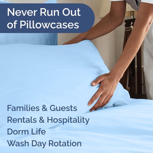 King Pillow Cases Set of 8 - Ultra Soft Hotel Quality Pillowcase Covers - Comfy. Cozy & Wrinkle Free - Shrink, Stain and Fade Resistant - Machine Washable Pillow Protectors - 8 Piece Set - Light Blue