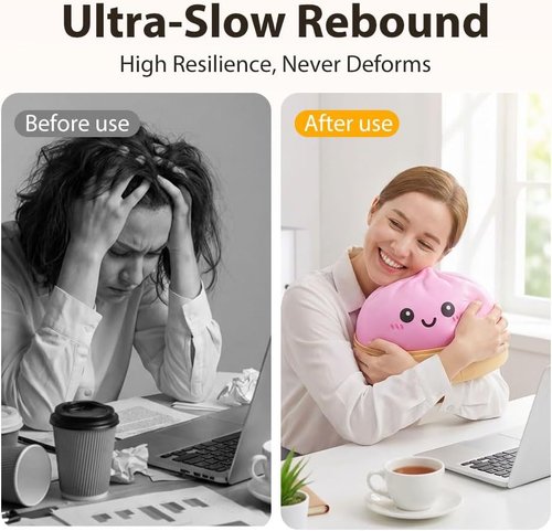 Giant Dumpling Squishy - Jumbo Soft Slow Rising Stress Ball for Adults | Extra Large Pink Fidget Toy