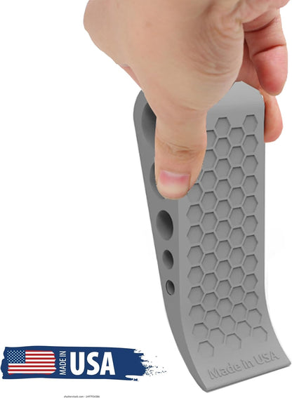 Skiennix Door Stoppers - Heavy Duty Rubber Wedge for Carpet & Tile | Made in USA, Gray 2-Pack