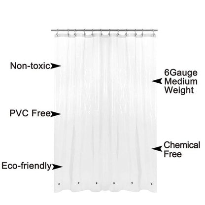 Barossa Design Extra Long Shower Curtain or Liner 72x80-6 Magnets on Bottom, PEVA, Waterproof, PVC Free, Metal Grommets - 72 x 80 Inches, Clear