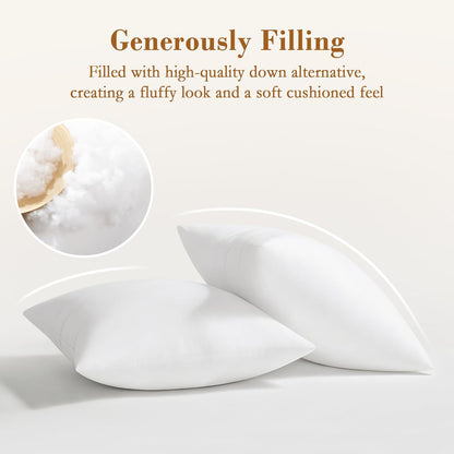 Puredown® Pillow Inserts - Fluffy Plush Down Alternative Square Sham Stuffers | Set of 2, 18x18 Inches