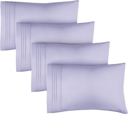 Queen Pillow Cases by [Brand Name] - Ultra Soft Hotel Quality Covers | Wrinkle-Free & Fade Resistant - 4 Piece Set in Lavender