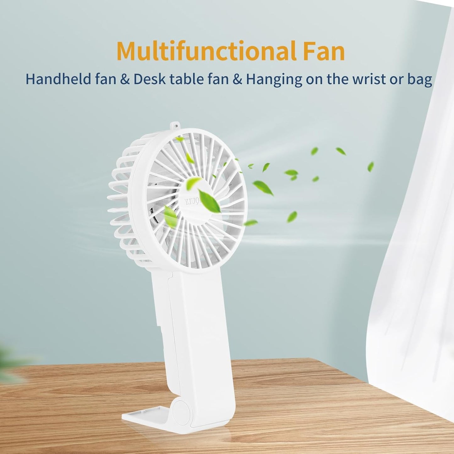 Skiennix Handheld Fan - Portable 3-Speed USB Rechargeable Mini Fan for Home & Travel - White