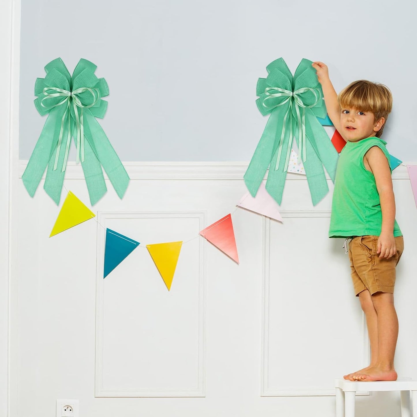 YKW Large Mint Green Burlap Bow - 20x11 Inch Spring & Easter Wreath Decor | Indoor/Outdoor Ornaments