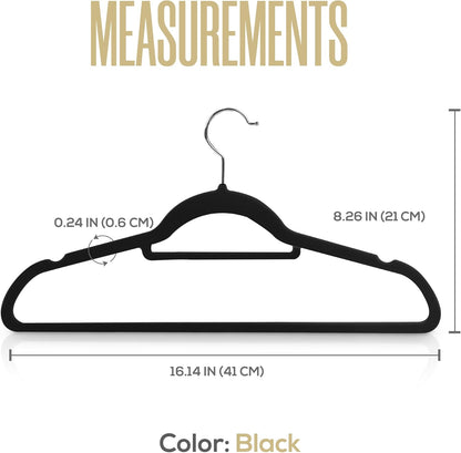 Utopia Home Velvet Hangers - 100 Pack Premium Non-Slip Slim Clothes & Coat Hangers | Heavy Duty, Black
