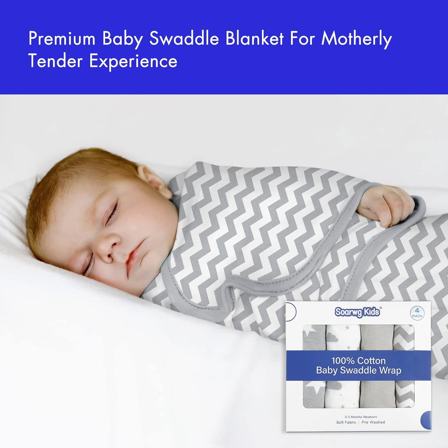 Skiennix Organic Baby Swaddle Sleep Sacks - 4-Pack Adjustable Wraps for Newborns, 100% Cotton, Soft & Snug, 0-3 Months