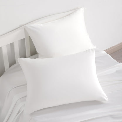 NTBAY Zippered Silk Satin Toddler Pillowcases - 2 Pack Hidden Zipper 13x18 Pillowcases - Luxury and Silky Baby Travel Pillow Covers, White