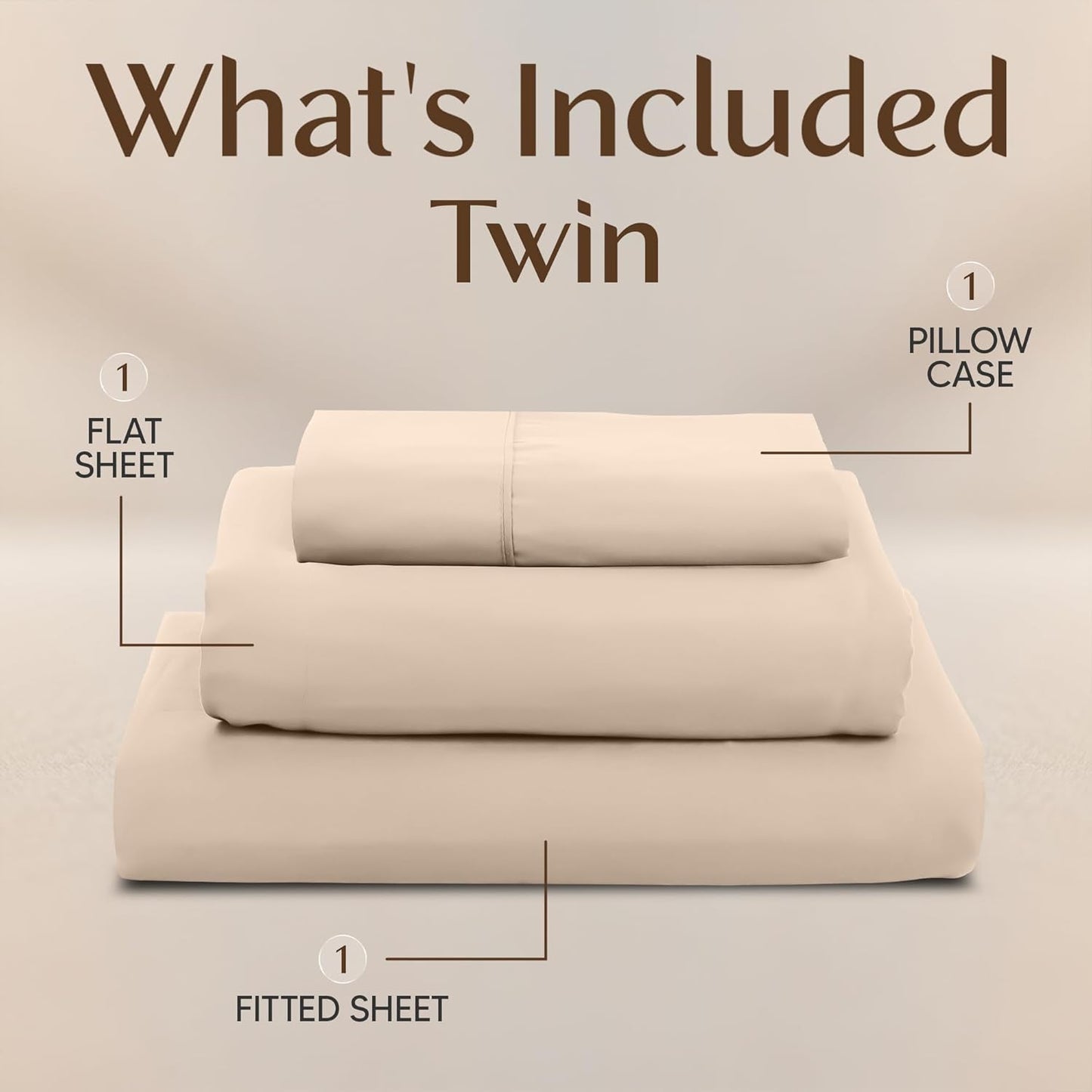 Utopia Bedding Twin Sheet Set - Soft & Breathable 3-Piece Microfiber Bed Sheets | Oeko-Tex Certified (Beige)